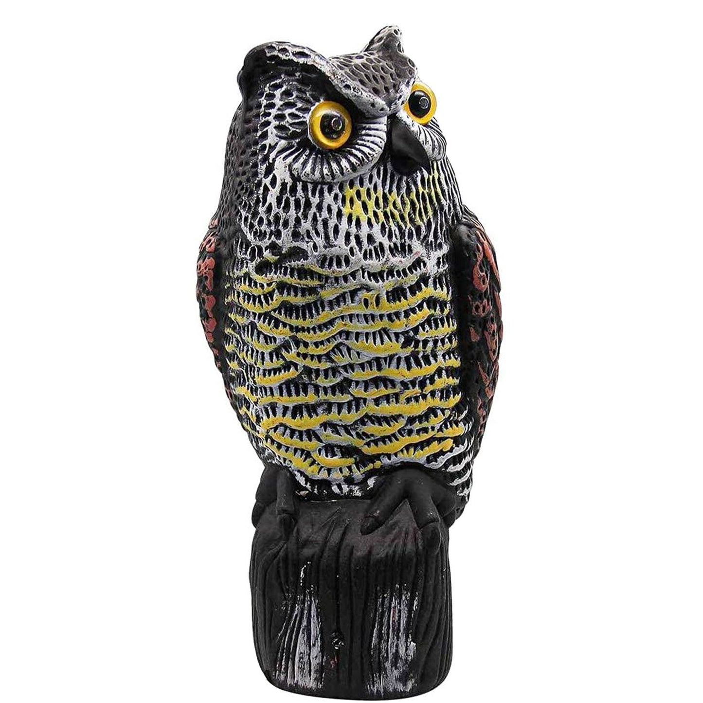 Solar Powered Owl Decoy with Flashing Eye Hoot Sound Infrared Sensor Scare Bird Squirrel Away Pest Repellent Bird Deterrent Outdoor Garden Yard Protector