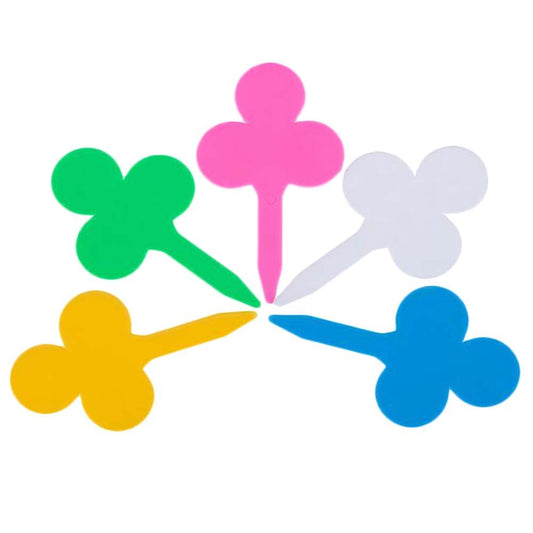 100 Pcs PVC Plant Labels Clover Pattern Plastic Plant Tags Nursery Garden Plant Markers, Random Color