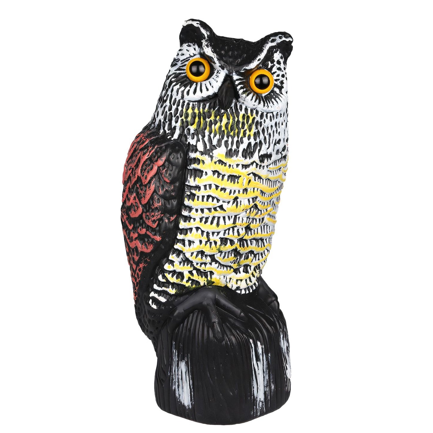 Solar Powered Owl Decoy with Flashing Eye Hoot Sound Infrared Sensor Scare Bird Squirrel Away Pest Repellent Bird Deterrent Outdoor Garden Yard Protector