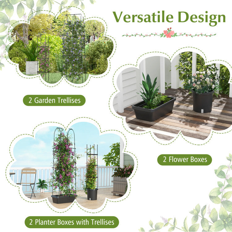 2 Pack Garden Planters with Trellis Cucumber Trellis Tomato Cage