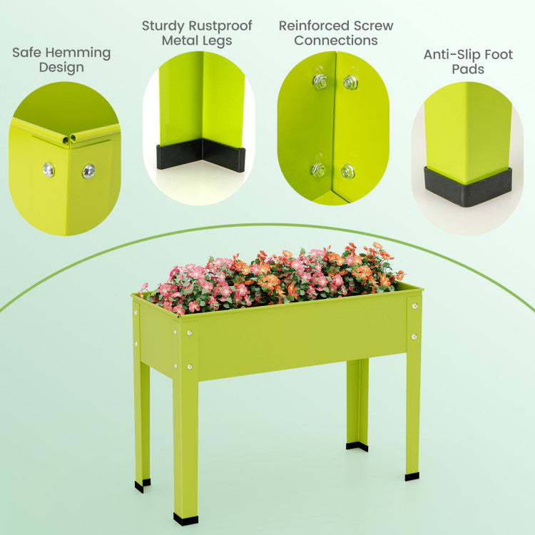 Metal Raised Garden Bed with Legs and Drainage Hole