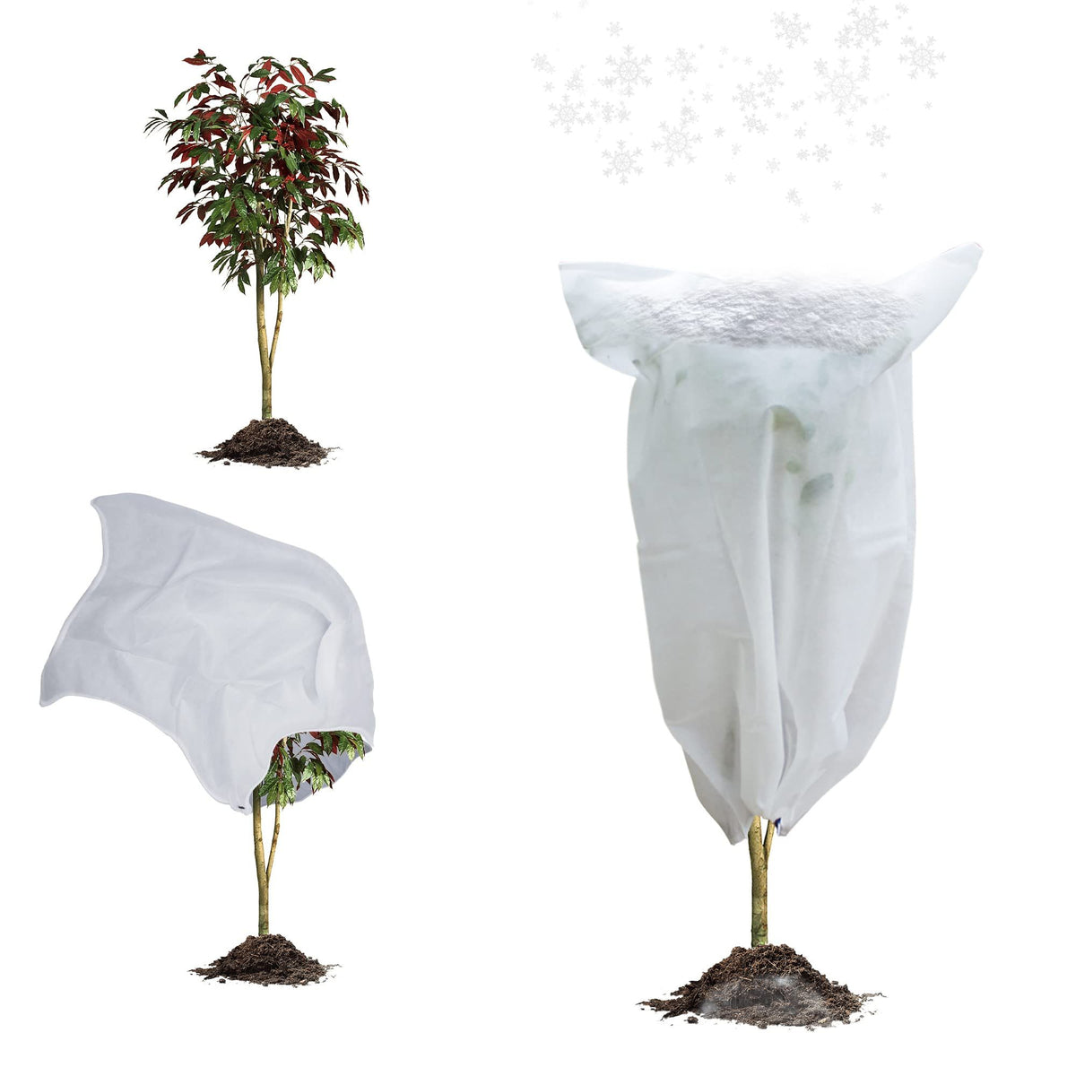 Pack of 2 White Winter Plant Covers 31.6" x 47" Freeze Protection, Plant Winter Cover Protection with Drawstring, Tree Plant Protectors from Animals, Frost Plant Cover