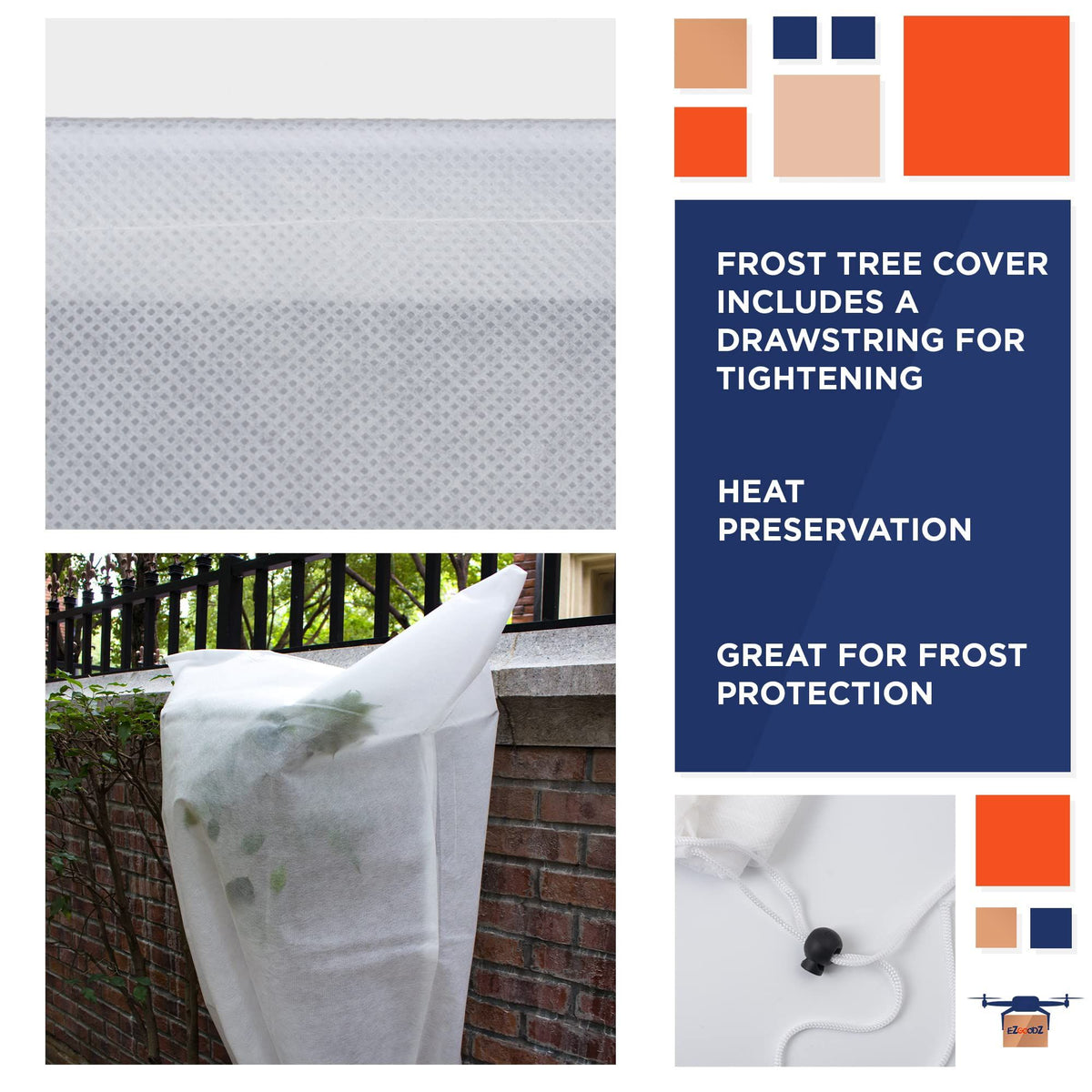 Pack of 2 White Winter Plant Covers 31.6" x 47" Freeze Protection, Plant Winter Cover Protection with Drawstring, Tree Plant Protectors from Animals, Frost Plant Cover