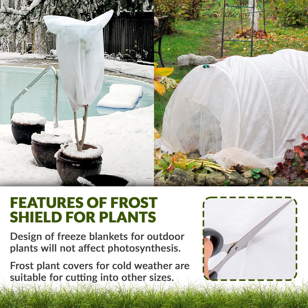 White Plant Covers Freeze Protection, Large 10 x 30 Ft. 50 GSM PP Frost Cloth Plant Freeze Protection. Reusable Frost Blankets for Outdoor Plants. Outside Plant Cover Freeze Protection