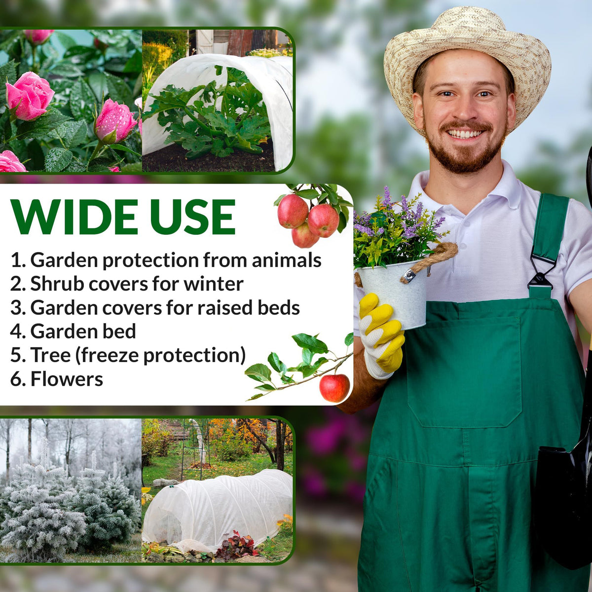 White Plant Covers Freeze Protection, Large 10 x 30 Ft. 50 GSM PP Frost Cloth Plant Freeze Protection. Reusable Frost Blankets for Outdoor Plants. Outside Plant Cover Freeze Protection