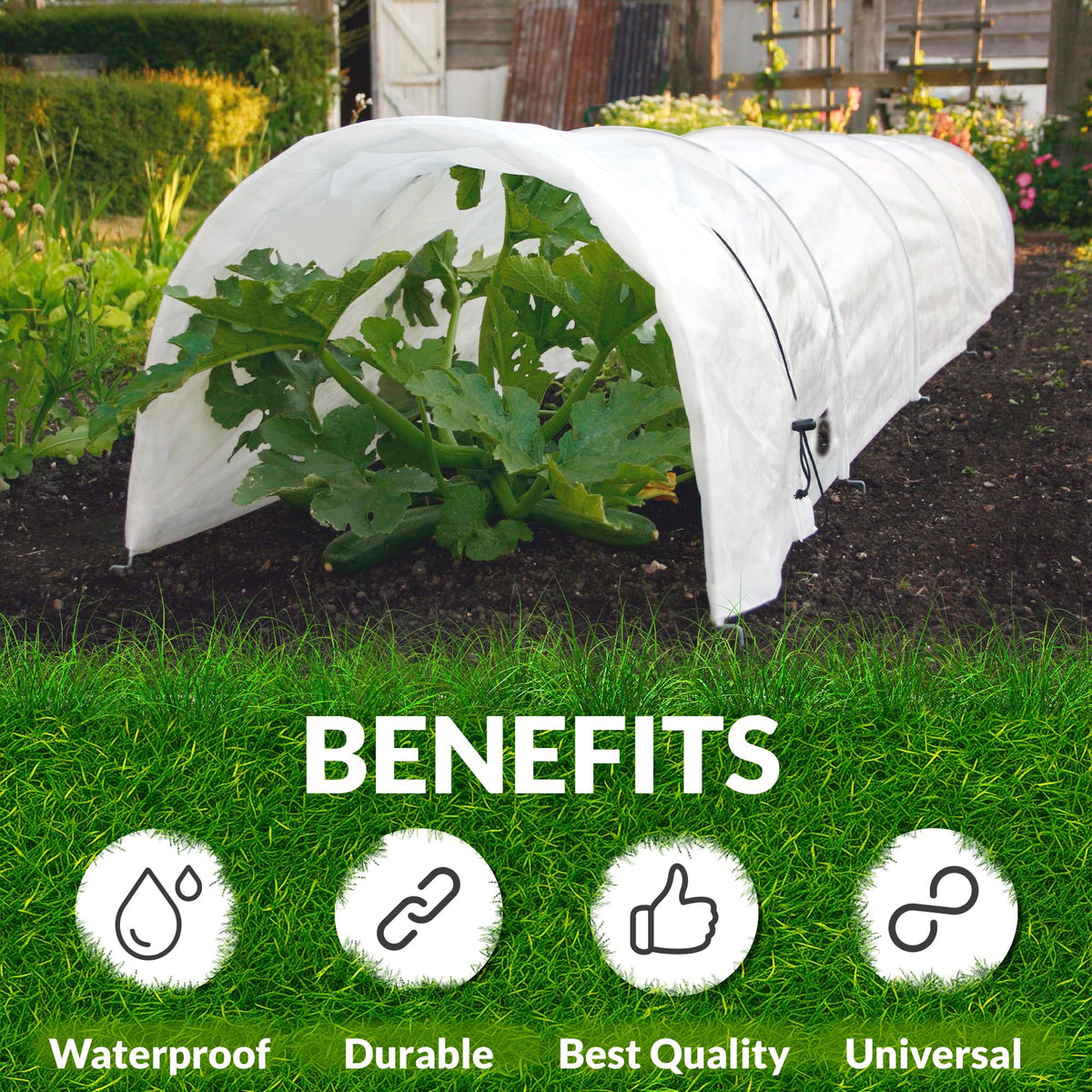 White Plant Covers Freeze Protection, Large 10 x 30 Ft. 50 GSM PP Frost Cloth Plant Freeze Protection. Reusable Frost Blankets for Outdoor Plants. Outside Plant Cover Freeze Protection