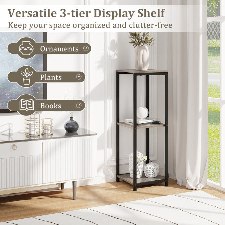 3-Tier Tall Metal Plant Stand Corner Plant Holder with Anti-tipping Device