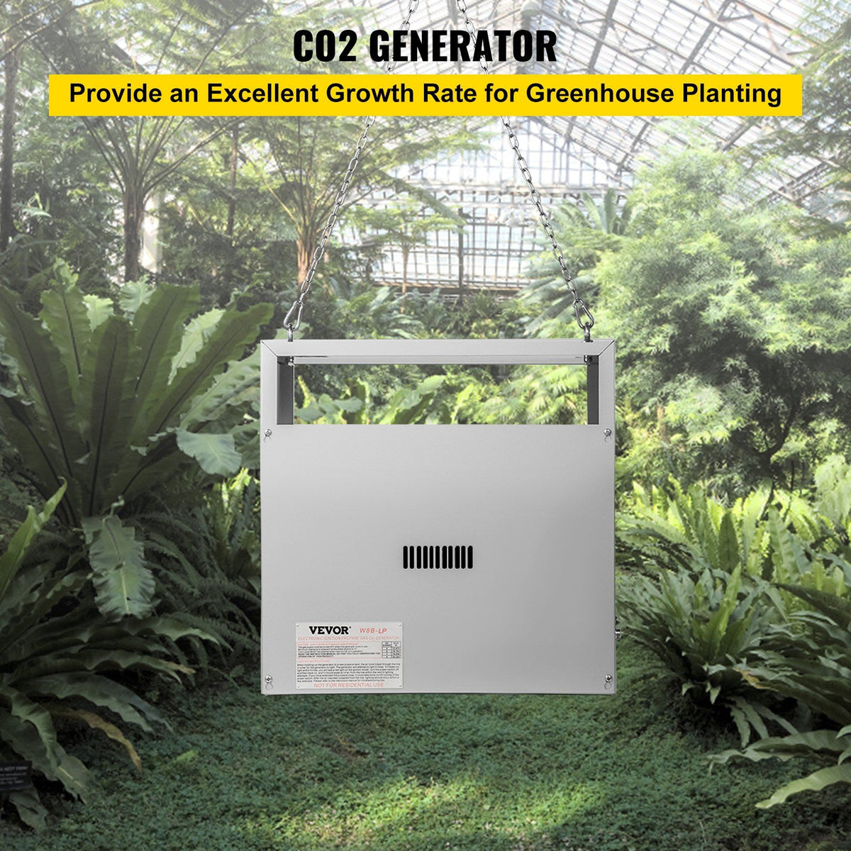 VEVOR CO2 Burner, 8 Brass Burner CO2 Generator for Plant, Liquid Propane LP Carbon Dioxide Generator, 22352 BTU/Hr, Built-In Electronic Ignition, for Greenhouse Green Tent Hydroponic Room Grow Room