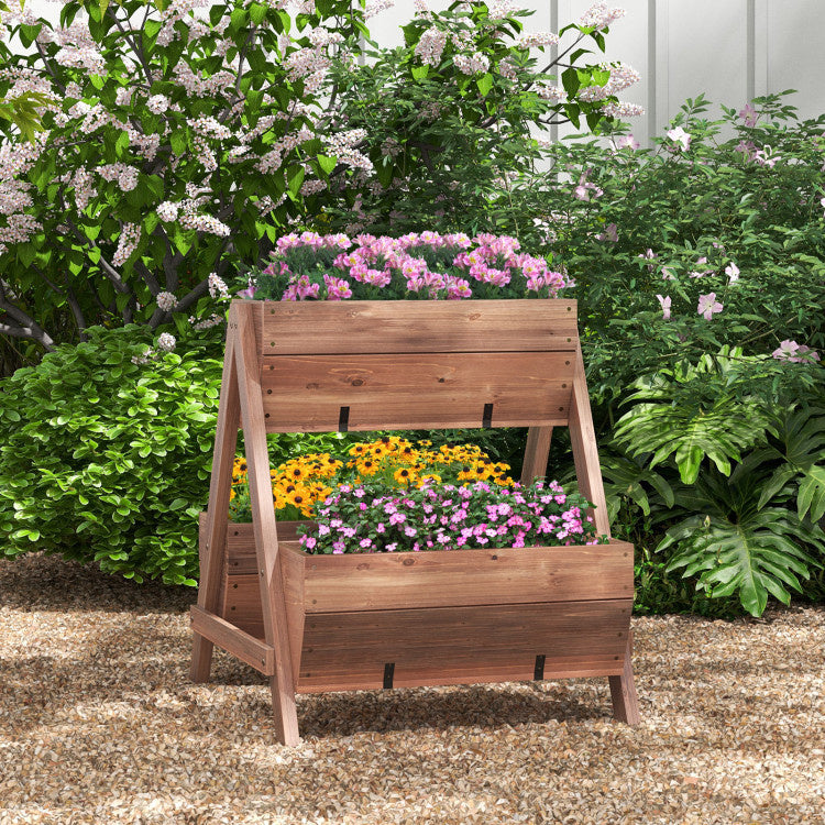 Vertical Raised Garden bed with 3 Wooden Planter Boxes