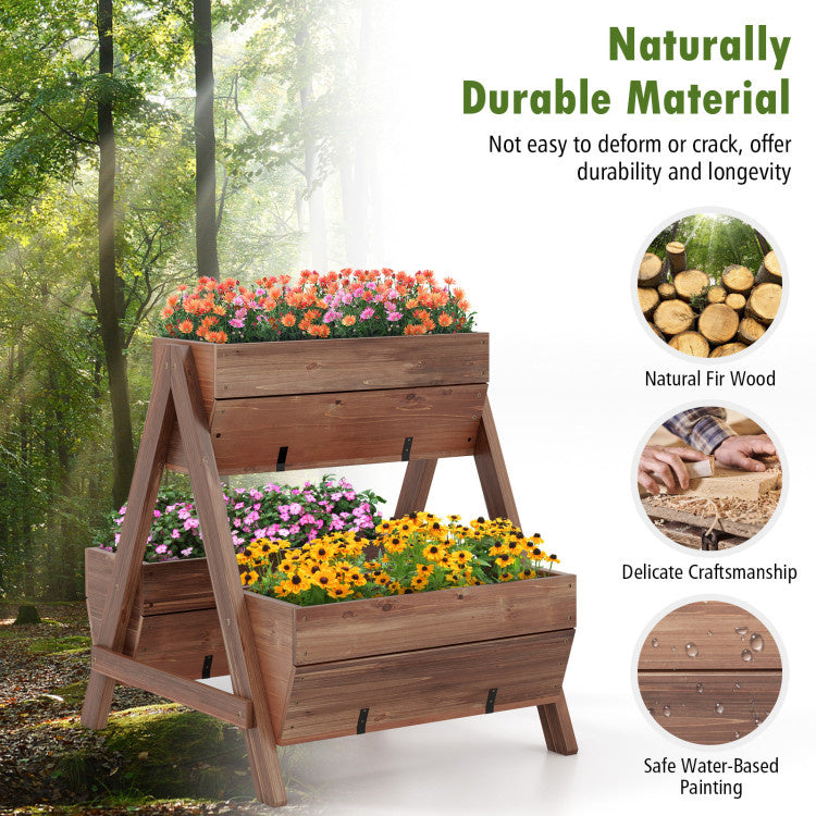 Vertical Raised Garden bed with 3 Wooden Planter Boxes