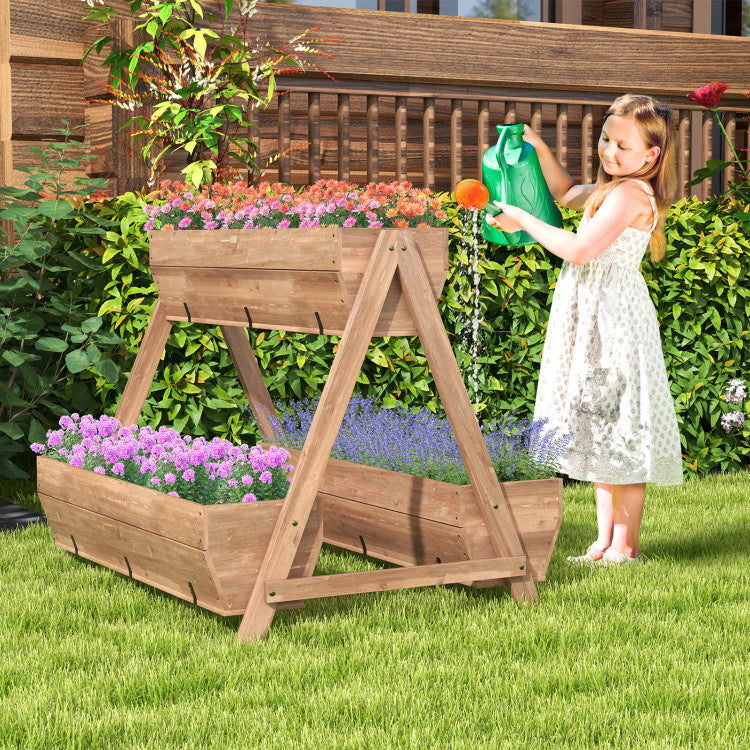 Vertical Raised Garden bed with 3 Wooden Planter Boxes