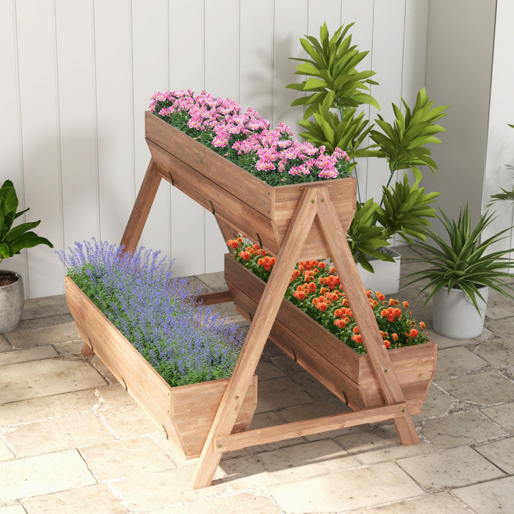 Vertical Raised Garden bed with 3 Wooden Planter Boxes