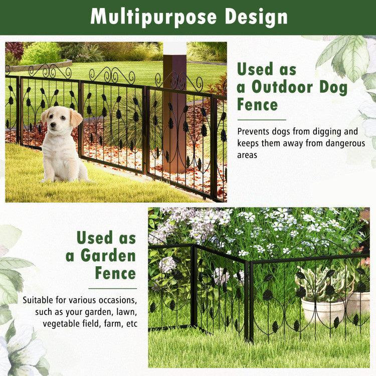 Decorative Garden Fence with 8 Panels Animal Barrier