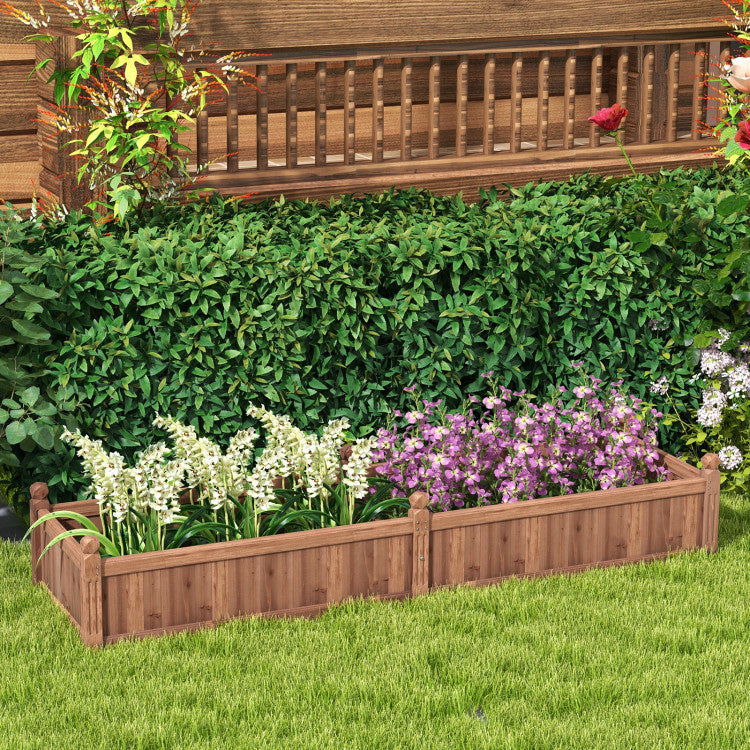 91 x 24 x 16 Inch Divisible Planter Box with Corner Drainage and Non-woven Liner for Growing Vegetables