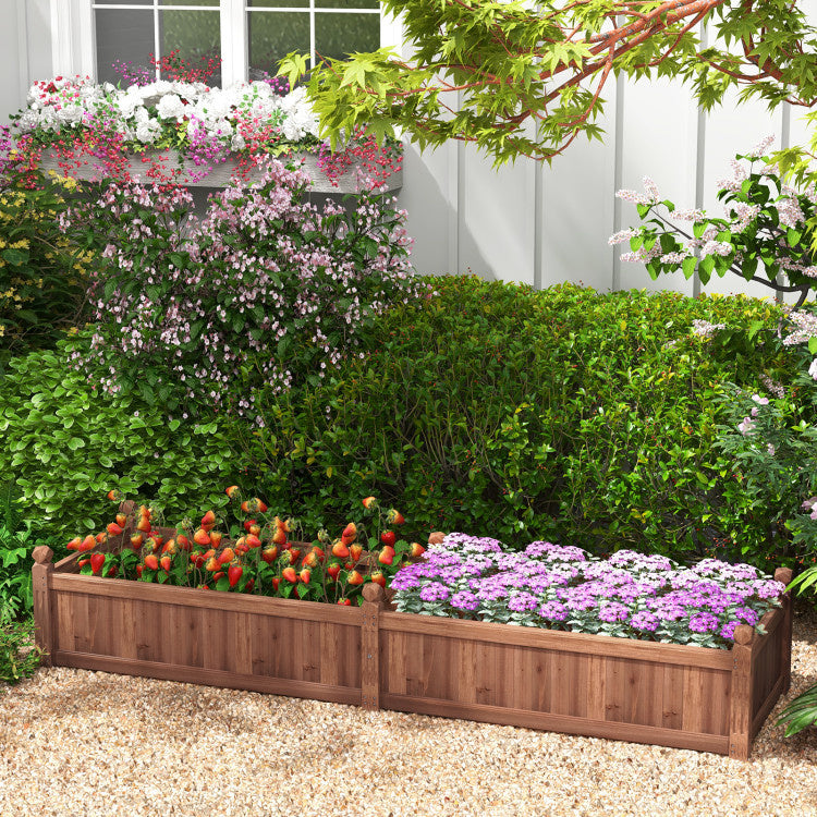 91 x 24 x 16 Inch Divisible Planter Box with Corner Drainage and Non-woven Liner for Growing Vegetables