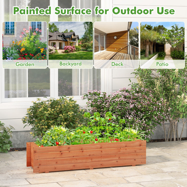 Fir Wood Planter Box with 2 Drainage Holes and 3 Added Bottom Crossbars