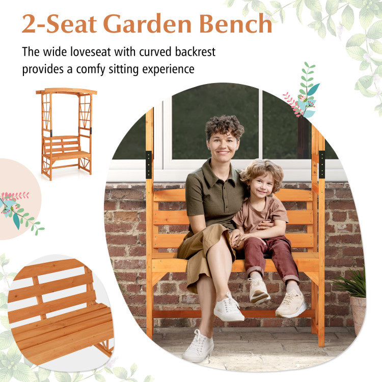6.2 FT Tall Patio Garden Arbor with Pergola and 2-Seat Bench for Garden Lawn Backyard Decoration