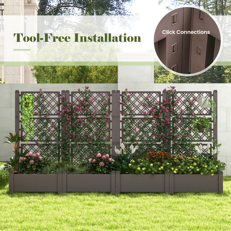 Outdoor Planter Box Self-Watering Raised Garden Bed Trellis with Water Level Indicator