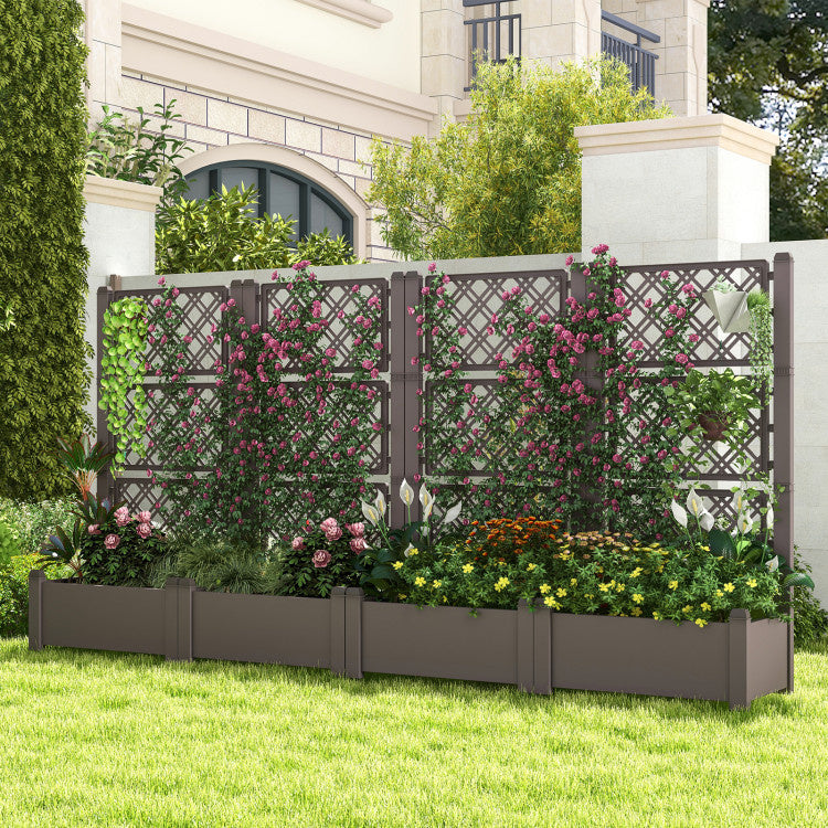 Outdoor Planter Box Self-Watering Raised Garden Bed Trellis with Water Level Indicator