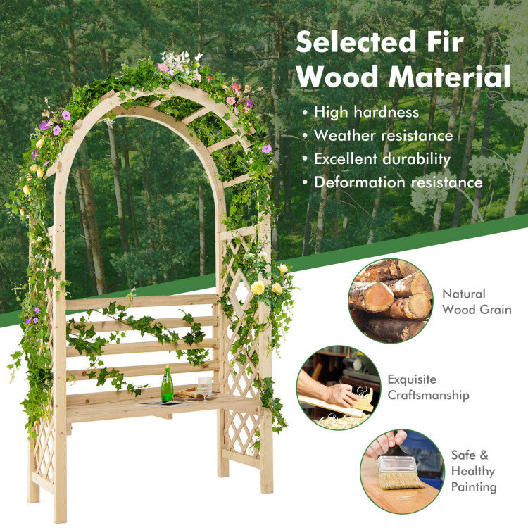 Wooden Garden Bench Arch Pergola Outdoor Arbor
