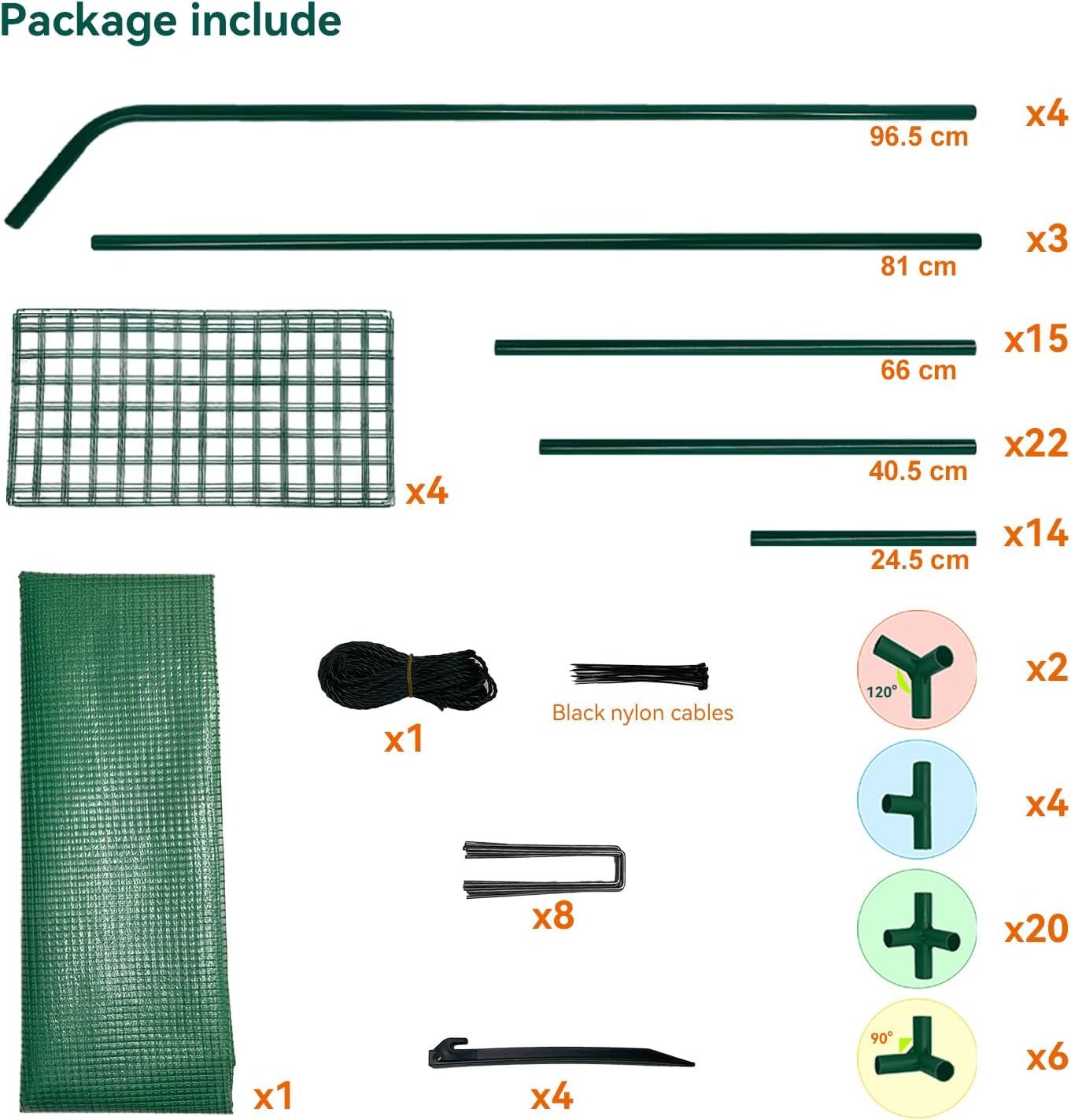 Walk In Greenhouse With Shelves,Walk-In Plant Green House With Durable Green PE Cover, 3 Tiers 6 Shelves Stands with Ground Pegs & Ropes for Stability, 143x73x195cm