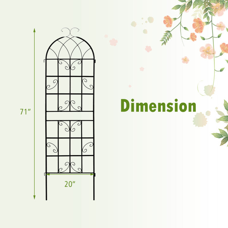 2 Pack 71 x 20 Inch Metal Garden Trellis for Climbing Plants