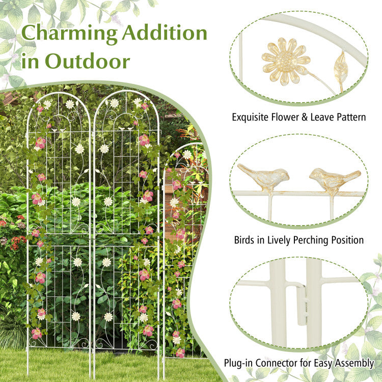 2 Pack 86.5 x 20 Inches Metal Garden Trellis for Climbing Plants