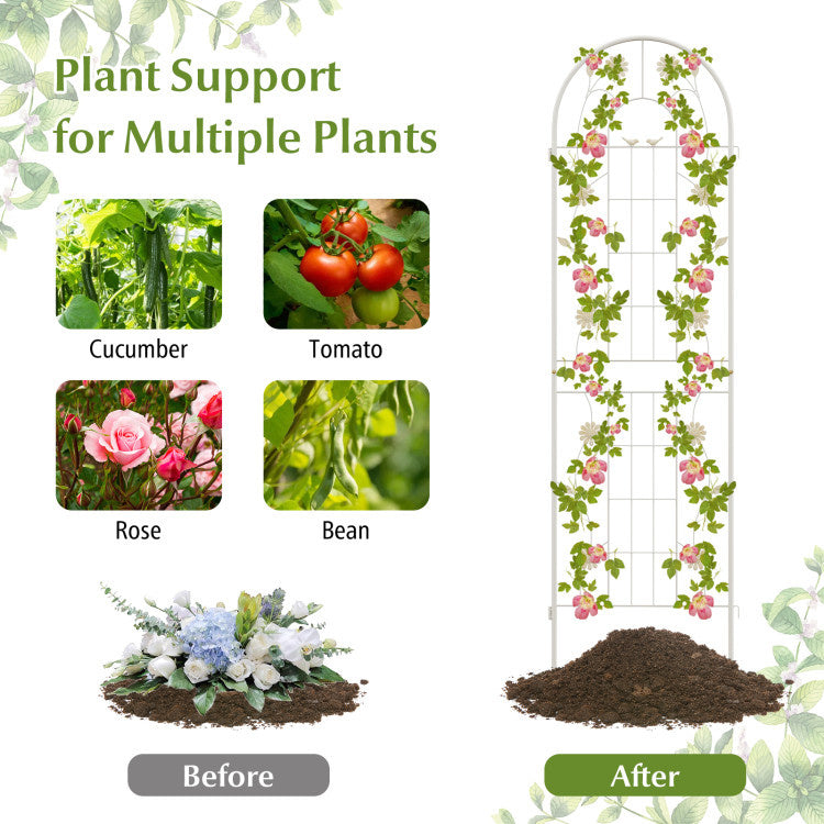 2 Pack 86.5 x 20 Inches Metal Garden Trellis for Climbing Plants