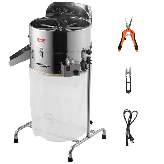 VEVOR Electric Bud Trimmer, 19'' Electric Leaf Trimmer Machine with 60W Adjustable Speed, Tillable Trimmer with Stainless-Steel Blades, Bud Leaf Trimmer Mesh Bag & Hand Pruner Included for Leaves, Bud